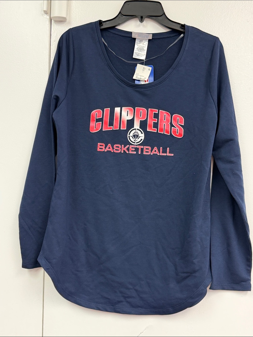 Los Angeles Clippers Navy Long-Sleeve women’s Tee size large new navy red and wh